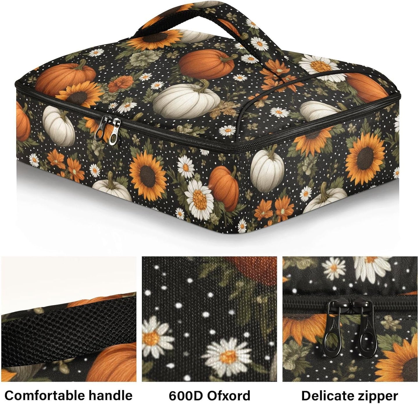 Casserole Carriers for Hot or Cold Food Reusable Casserole Dish Carrier Insulated Thermal Large Capacity Durable Perfect for Party Camping Family Gatherings Yellow Fish