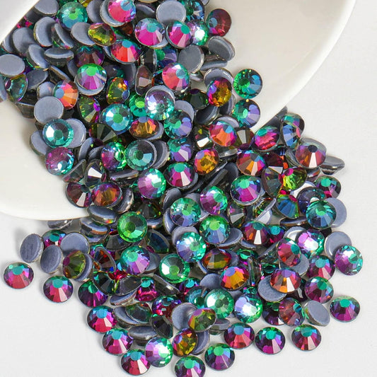 Beadsland Hotfix Rhinestones, 1440pcs Flatback Crystal Rhinestones for Crafts Clothes DIY Decorations, Green Volcano, SS16, 3.8-4.0mm