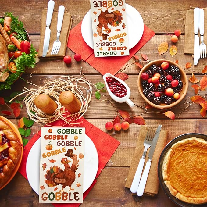 Karenhi 200 Pcs Gobble Thanksgiving Guest Napkins Gobble Disposable Hand Towel for Bathroom 2 Ply Turkey Rustic Farmhouse Napkin Decorative Napkin Bathroom Paper Hand Towels for Autumn Harvest