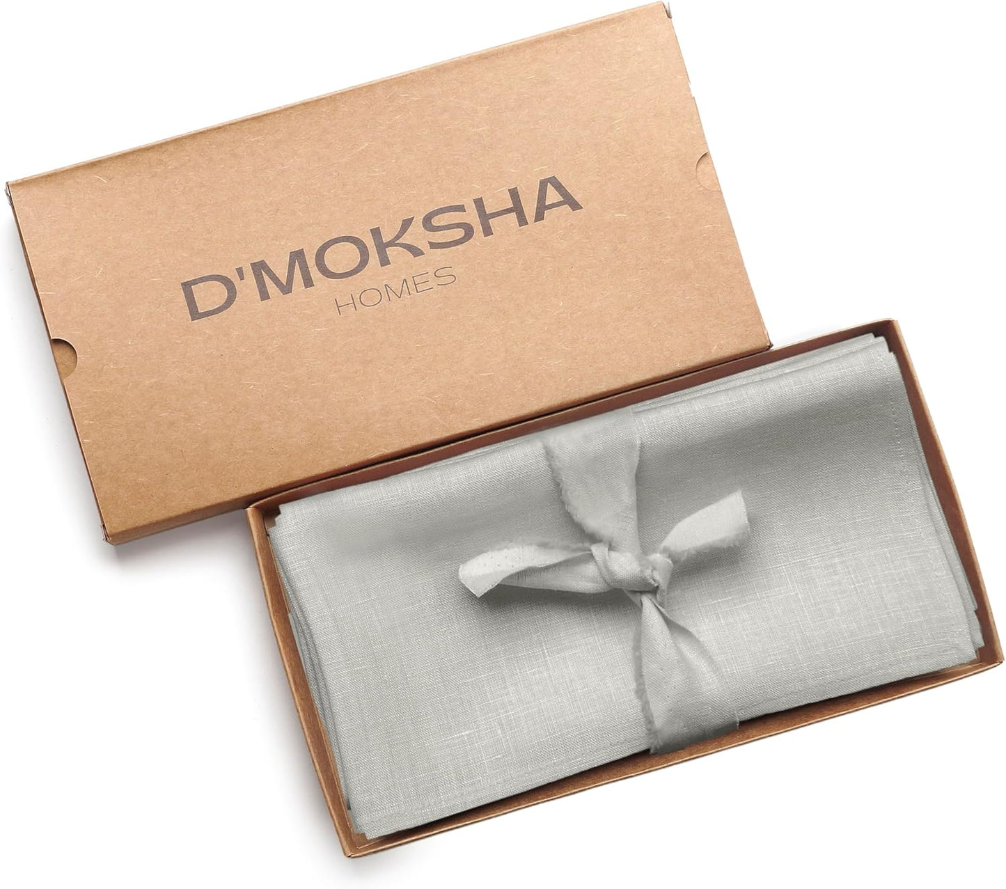 D'Moksha Homes Silver Grey Linen Napkins 18 x 18 Inch - 100% Pure Linen Cloth Washable Dinner Napkins Set of 4 for Fall, Thanksgiving, Holiday