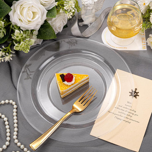 FLOWERCAT 60PCS Clear Plastic Plates - Disposable Clear Plates Heavy Duty for Christmas Party/Wedding/New Year - Include 30PCS 10.25inch Dinner Plates and 30PCS 7.5inch Dessert/Salad Plates