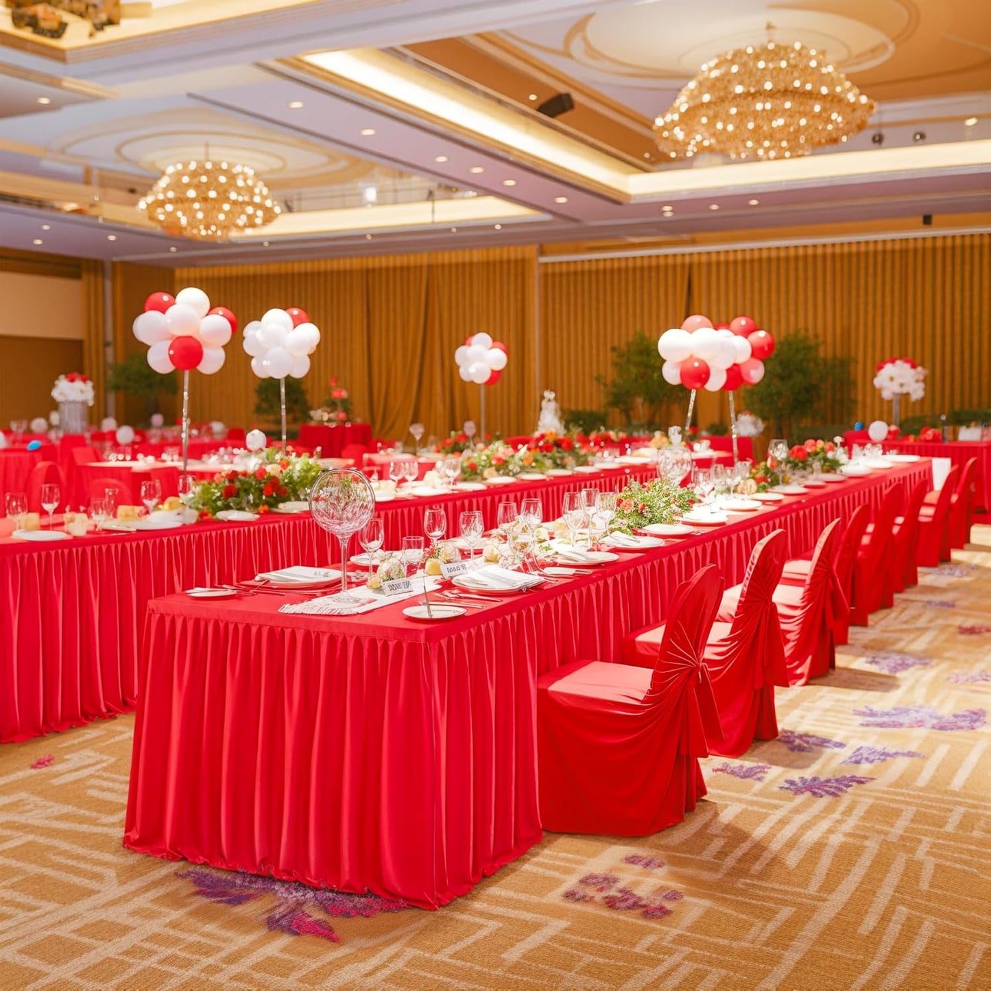 Table Skirts for Rectangle Tables 6ft Polyester Pleated Table Skirt Desk Skirts Ruffle Table Skirt cloth for Wedding Birthday Party Baby Shower Bridal Shower Banquet Table Skirts