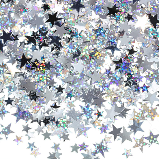 Hestya 60g Star Confetti Glitter Table Confetti Metallic Foil Stars for Christmas Party Wedding Festival Decorations(Silver Set,10mm and 6mm)