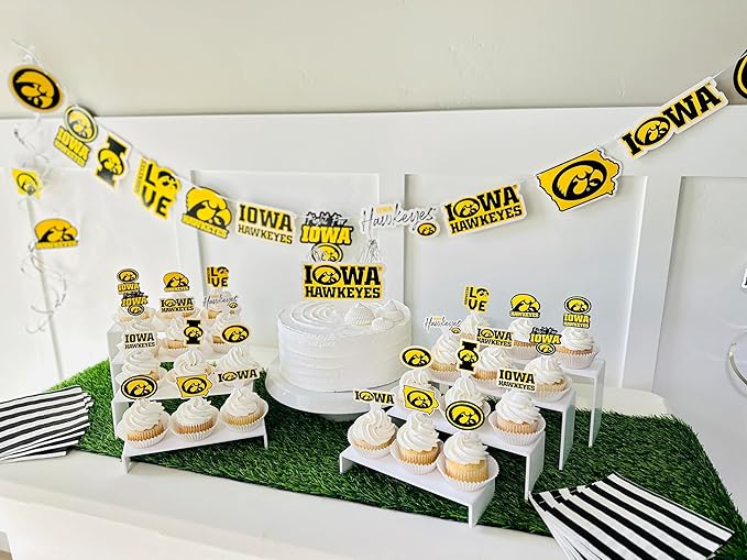 Iowa Hawkeyes Party Supplies for Hawks Football, Birthday Gift, Graduation Party Banner and Cake Toppers (42 Pieces) (Iowa Hawkeyes)
