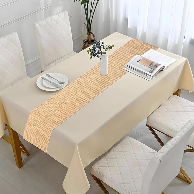 Lightnpro Reversible Jute Woven Table Runner - Farmhouse Burlap, Eco-Friendly Rustic Vintage Dining Decor, Natural Jute Table Décor for Christmas Holiday New Year Table - 13x72 Inch, Natural Color