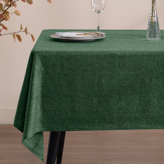 Rectangle Tablecloth Linen Textured Table Cloths 57 x 118 Inch Waterproof Spill-Proof Wipeable Wrinkle Free Dining Table Cover for Buffet Party Farmhouse Outdoor Indoor Use, Hunter Green