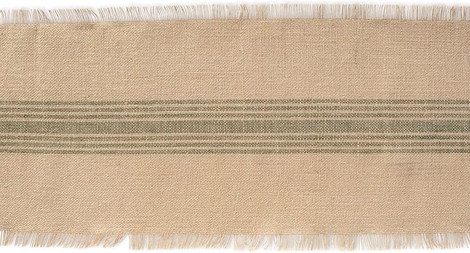 DII Jute Burlap Collection Kitchen Tabletop, Table Runner, 14x108, Middle Stripe Artichoke