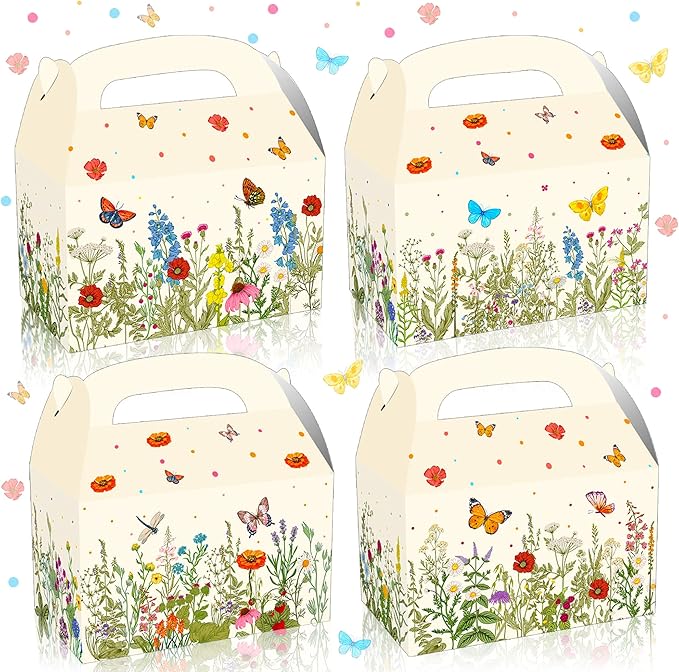 JeVenis Wildflower Party Treat Boxes Flower Party Favor Gift Box forFloral Printed Candy Treat Box Wedding Party Bridal Shower Boxes