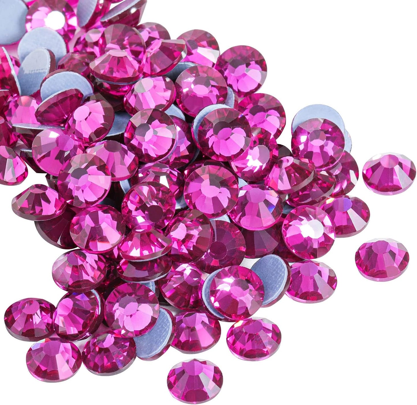 Beadsland Hotfix Rhinestones, 1440pcs Flatback Crystal Rhinestones for Crafts Clothes DIY Decoration, Fuchsia, SS16, 3.8-4.0mm