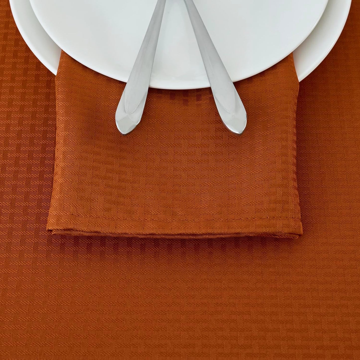 maxmill Fall Cloth Napkins 20 x 20 Inch Weaved Pattern Soft Comfortable and Luxury Serviette for Harvest Thanksgiving Family Dinners Weddings Parties and Banquets Set of 4 Pieces, Rust