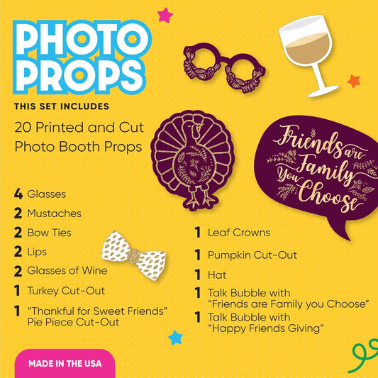 Big Dot of Happiness Elegant Thankful for Friends - Friendsgiving Thanksgiving Party Photo Booth Props Kit - 20 Count
