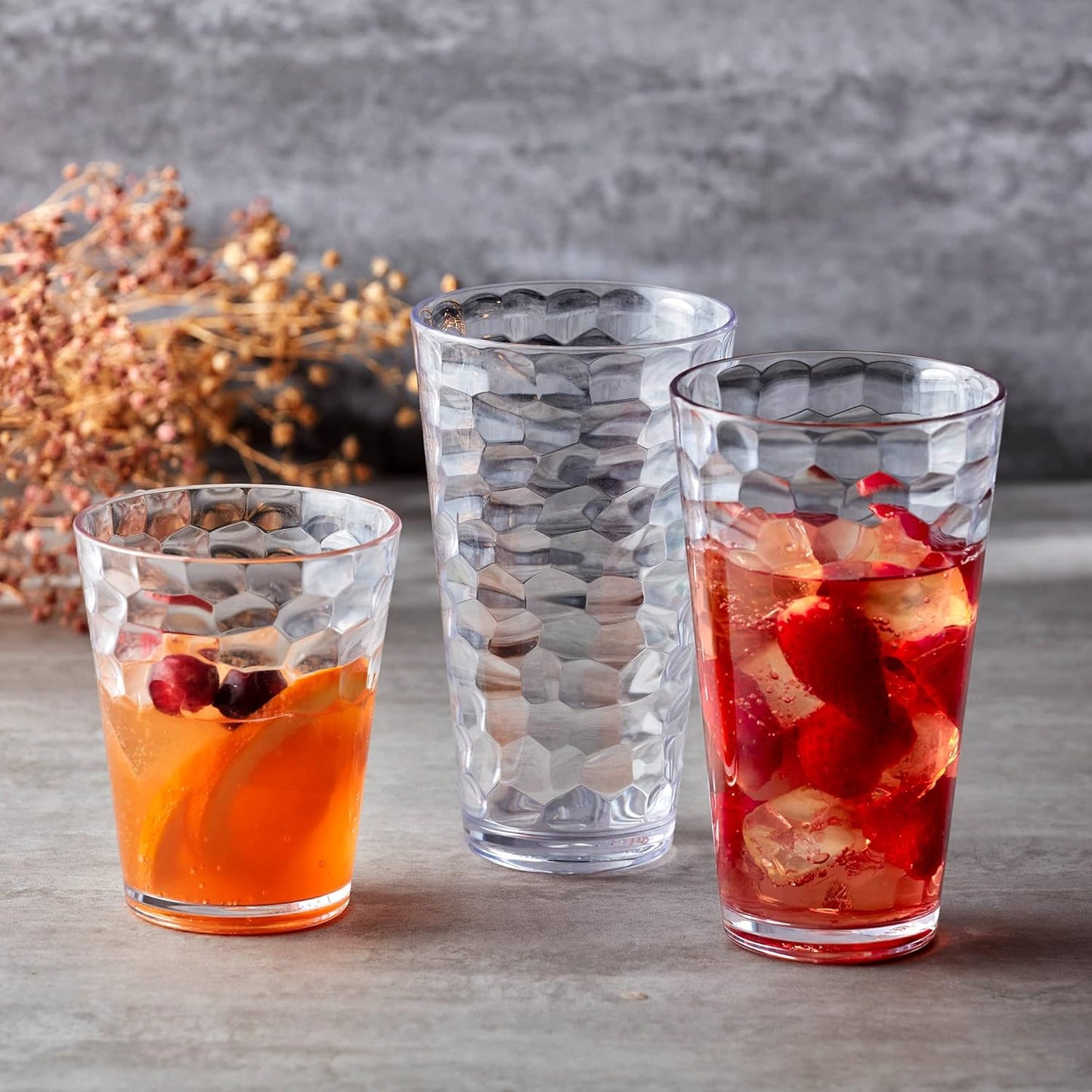 Amazing Abby - Iceberg - 24-Ounce Plastic Tumblers (Set of 8), Clear High-Balls, Stackable, BPA-Free, Shatter-Proof, Dishwasher-Safe