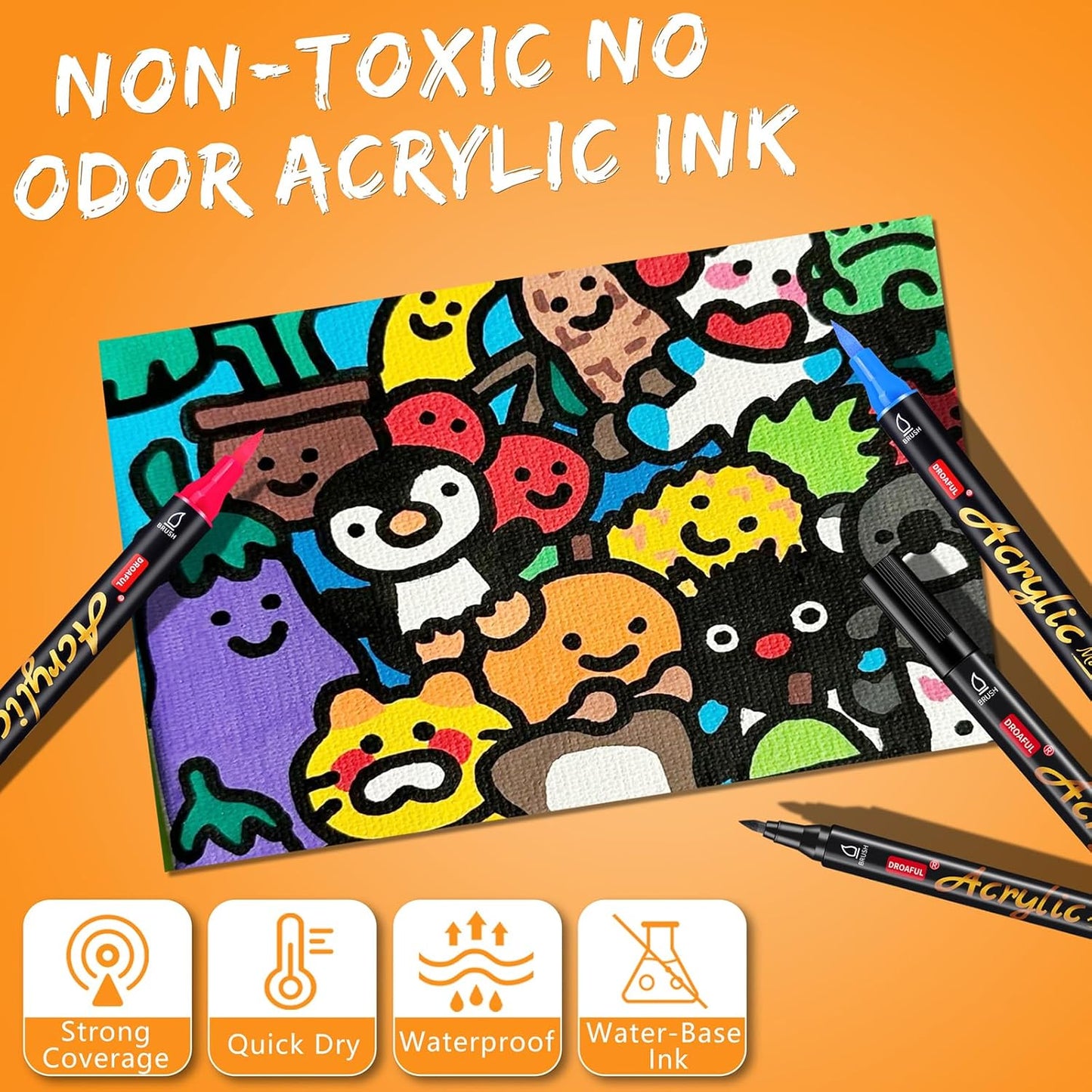 White Acrylic Paint Pens Markers, 6 Pc Dual Tips Waterproof Paint Markers For Rock Painting, Fabric, Metal, Glass, Wood, Canvas, Ceramic, Pumpkins, Eggs, Plastic, Non-Toxic & Odor