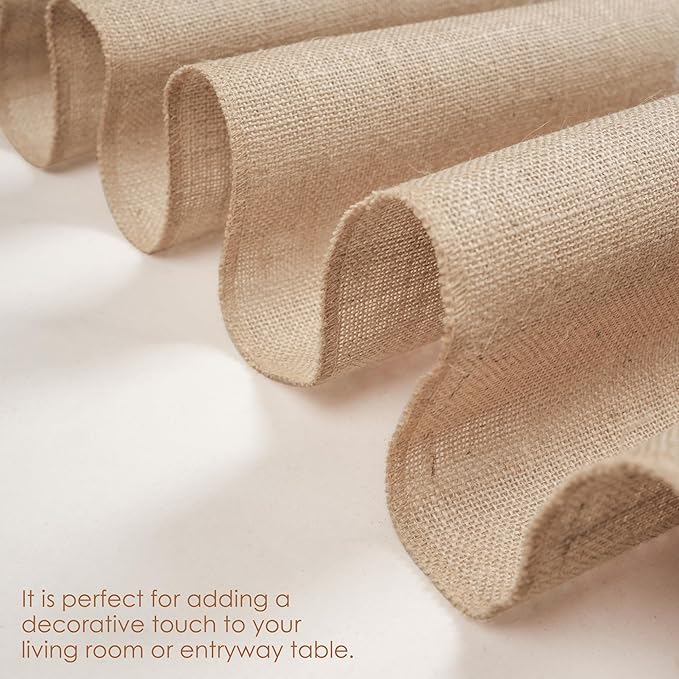 RAJRANG Jute Table Runner Long Burlap Roll Fabric for Party Dining Room Kitchen Wedding Fall Decoration (Natural, L-72 X W-12)