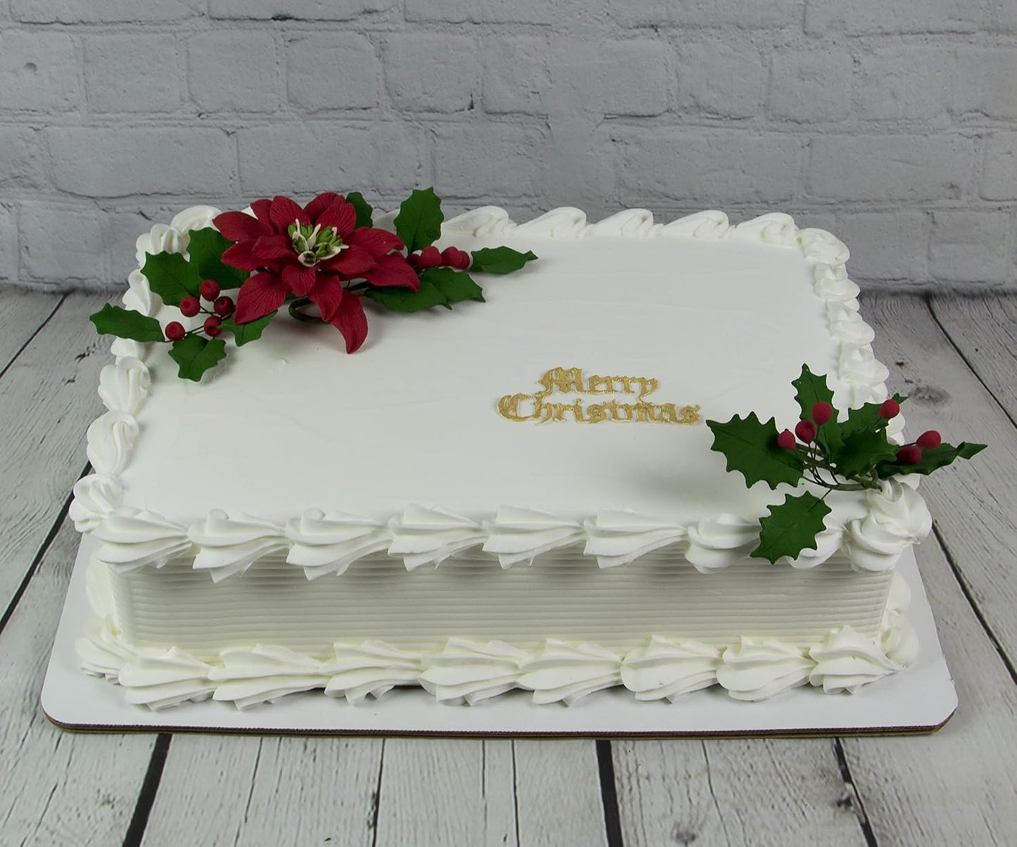 Global Sugar Art Small Poinsettia Christmas Kit Sugar Cake Flowers & Holly Leaf Sprays, 3 Piece set by Chef Alan Tetreault. Christmas & Holiday Cakes, Yule Logs & Gingerbread Houses