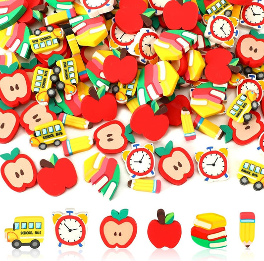 80pcs Back to School Charms,School Clay Embellishments School Table Decorations Scatters Apples Vase Filler for Welcome Back to School Gifts for Students