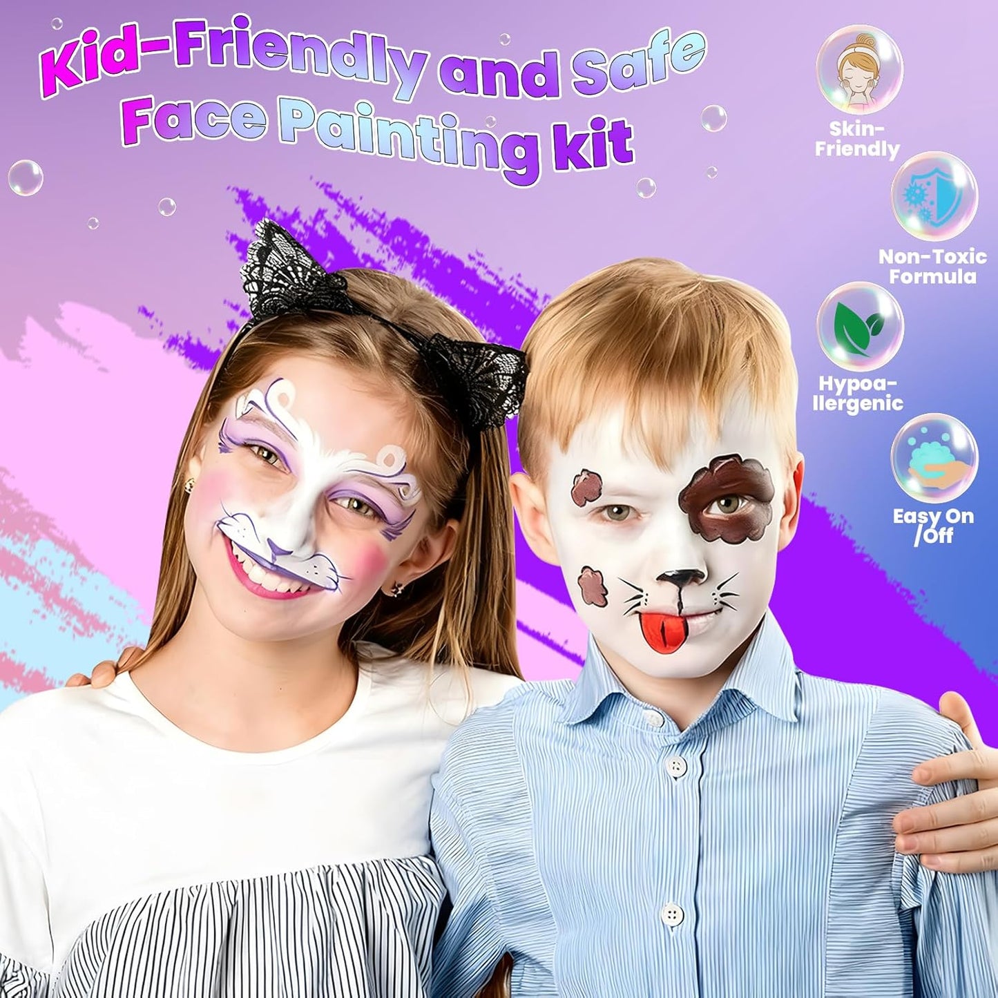 Face Painting Kit for Kids – 26 Colors Non-Toxic Face & Body Paint Palette with Brushes, Stencils, Glitter & Gems for Parties, Halloween, Festivals, School Events, and Creative Play