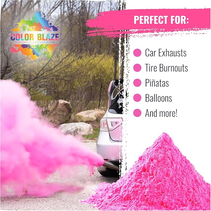 Color Blaze Pink Baby Gender Reveal Powder - 2 Pounds of Pink Colored Powder for Girl - For Motorcycle Burnout, Toss, Photoshoot, Party & Festival - Combo Pack of 2 Bags with 1 Pound - Pink
