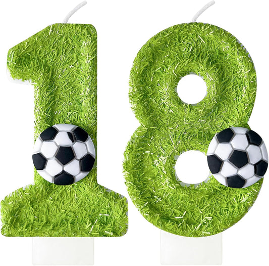18th Birthday Candles，Soccer Birthday Decorations，Suitable for Girl and boy Cake Toppers, Wedding Cakes, Anniversaries, Party Celebrations, Birthday Decorations