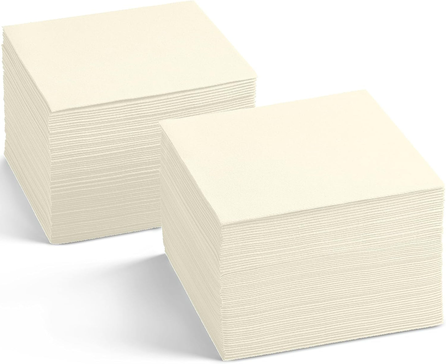 Linen-Feel Cocktail Napkins - Decortive Cloth-Like Cream Dessert And Beverage Napkins - Soft And Absorbent. For Restaurant, Bar, Cafe, Or Event. (Pack of 100)