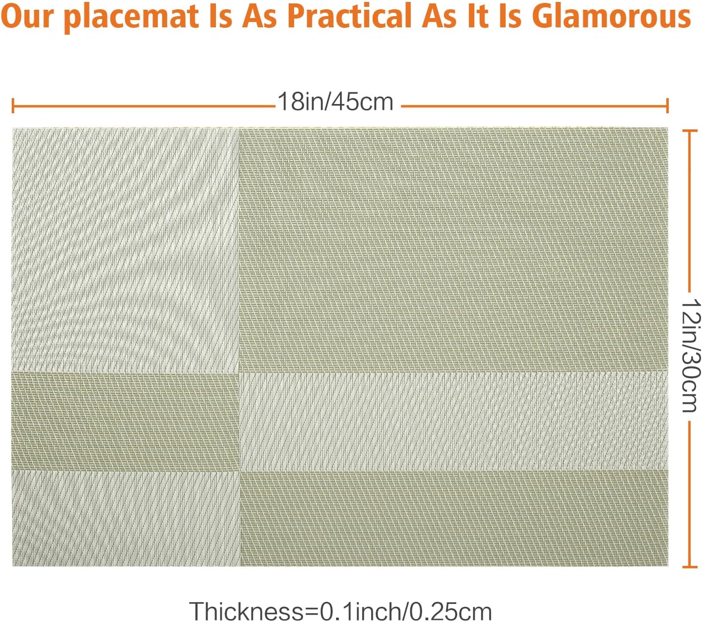 Placemats Set of 12,Washable,Heat and Stain Resistant Indoor/Outdoor Place mats,Vinyl Woven Non Slip Table Mats for Restaurant Table Protection,PVC Placemats(Green, 12PCS)