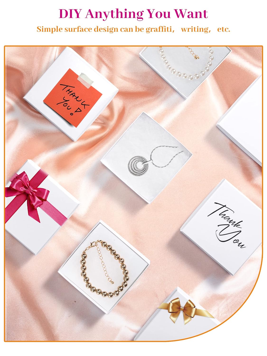MESHA Cardboard Jewelry Gift Boxes for shipping, Glossy Small Gift boxes for Necklace Ring Bracelet Earring Cotton Filled Jewlery Box with Lids, White 3.5x3.5x1 Inch, 20 Pieces