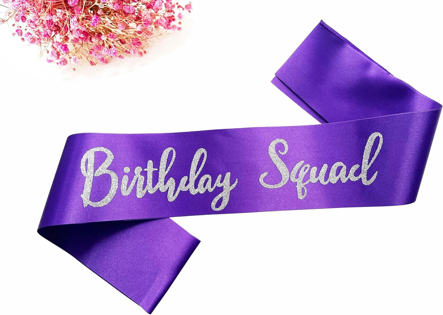 Birthday Squad Sash, 6 Pieces Purple with Silver Glitter Letter Birthday Gift Sashes Set for Women Funny Party Favors Decorations for 16th 18th 21st 25th 30th 40th 50th or Other Bday