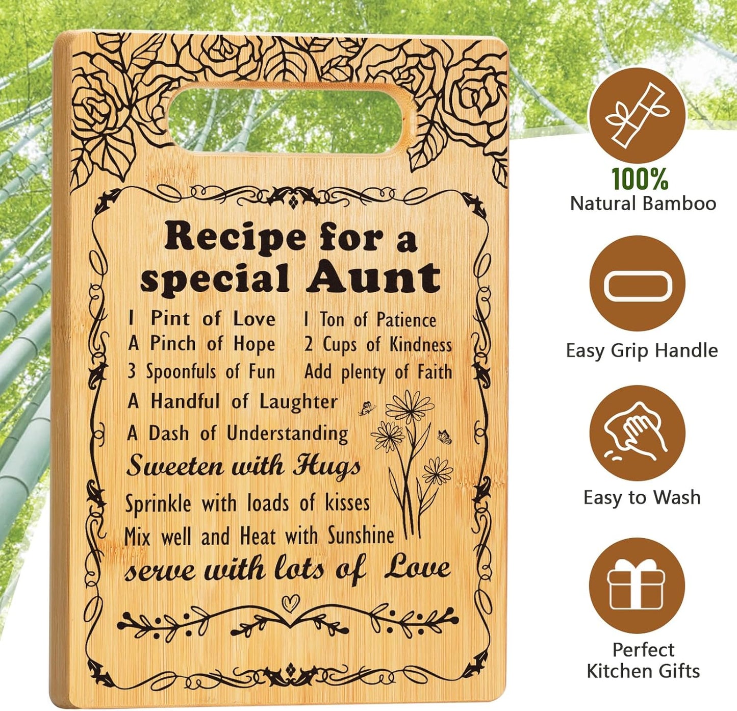 Gifts for Aunt from Niece Nephew, Unique Christmas Birthday Aunt Gifts Cutting Board Set, Birthday Gifts for Aunt Best Aunt Ever Gift Ideas, Christmas Auntie Gifts for Aunt to Be New Aunt Auntie