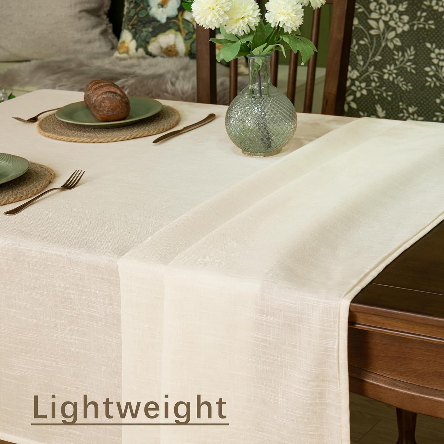 Linen Textured Square Tablecloth, Slubby Lightweight Table Cloth 52 x 52 Inch, Water Resistant Stain Resistant Farmhouse Burlap Table Cover for Kitchen Dining Room