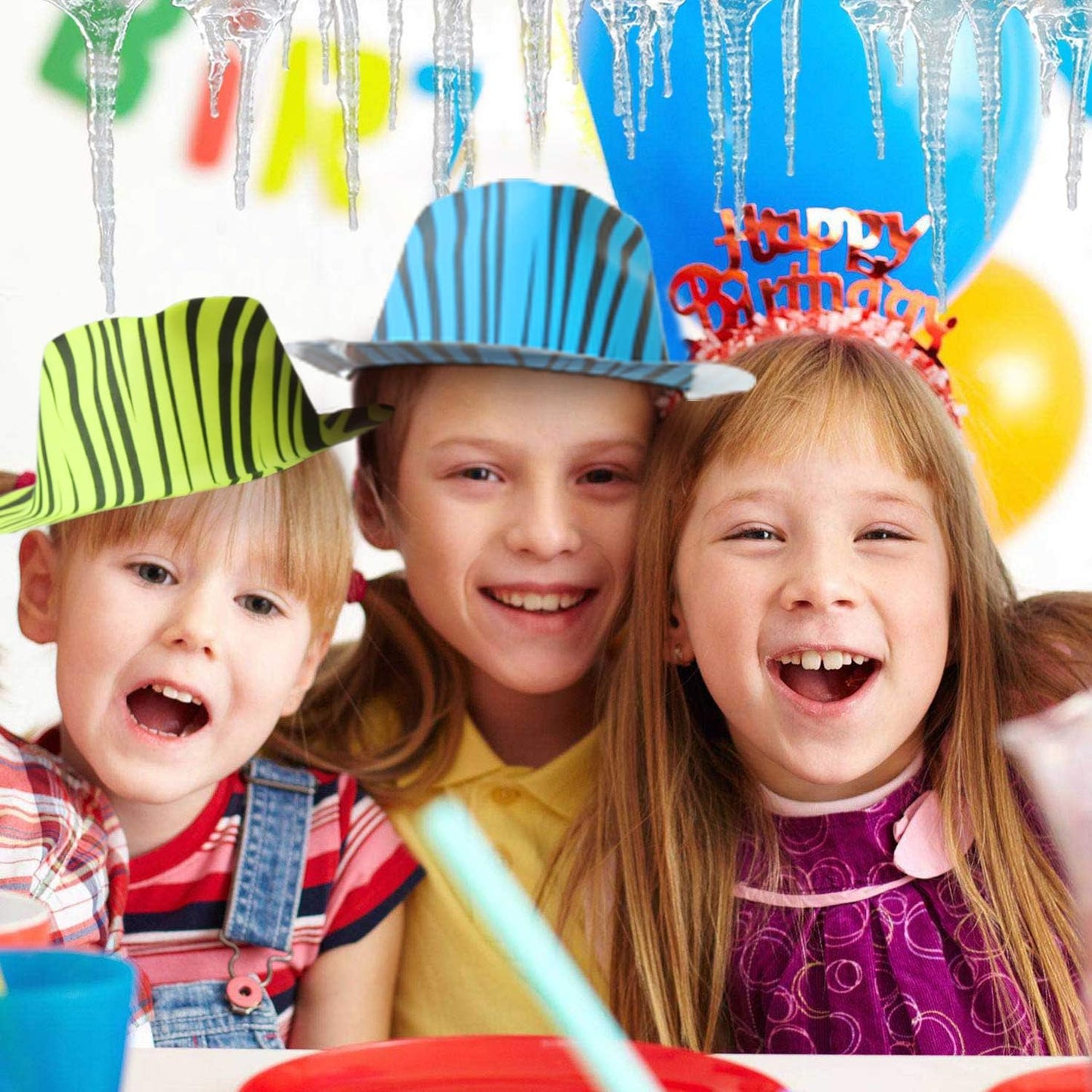 Novelty Place Neon Animal Print Plastic Party Hats, Fedora with Gangster Mafia Style, Blacklight Glow Party Hats(12/24 Pack)
