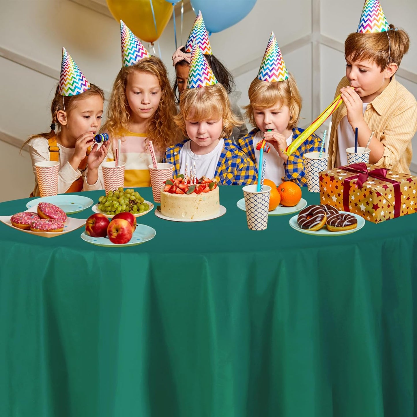 Green Disposable Plastic Tablecloth for Round Tables (36 Pack) Table Cloths for Parties, Events & Weddings, Indoors & Outdoors, 84 inches, Plastic Table Cover