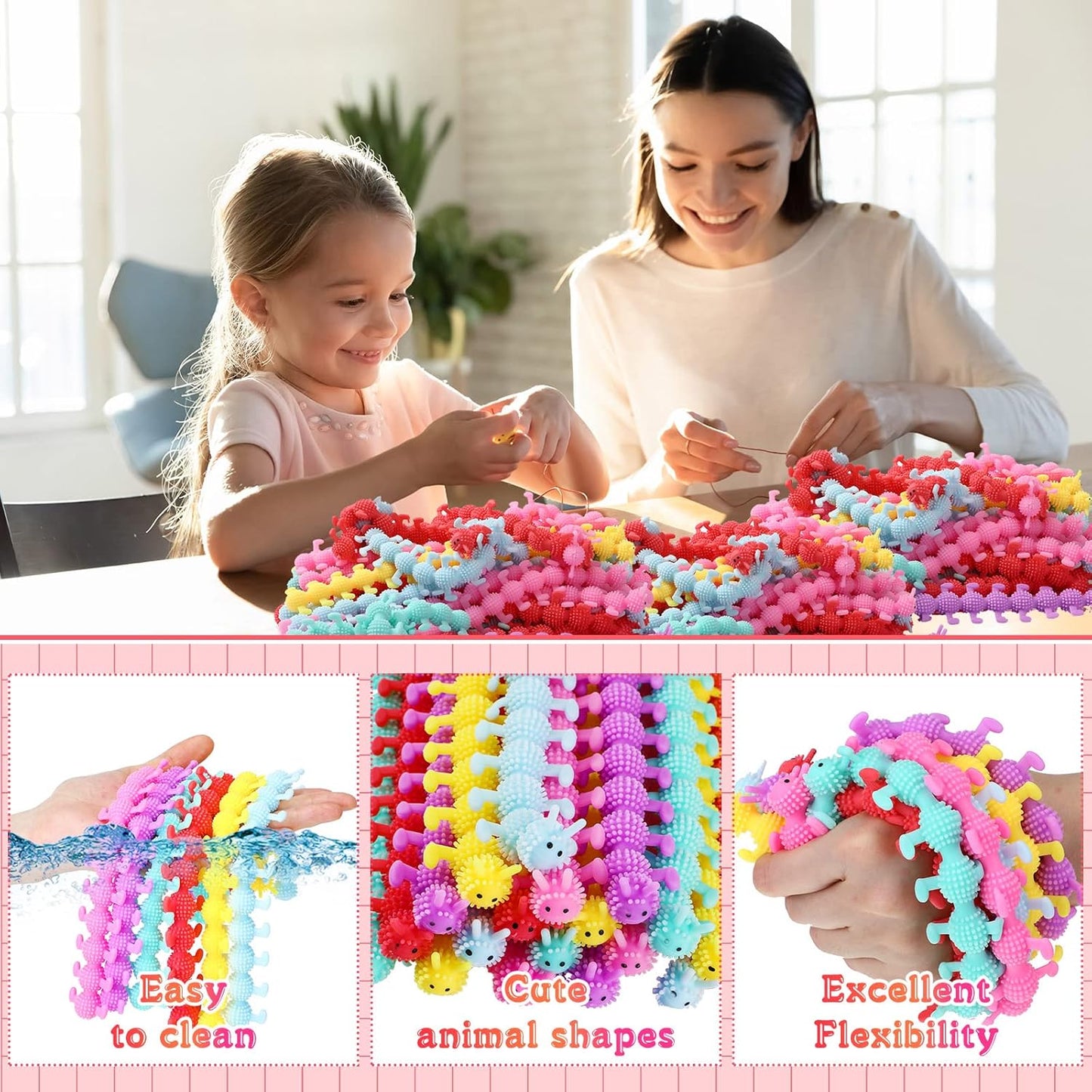 Chivao 50 Pack Bulk Stretchy String Fidget Toys Animal Sensory Toys for Kids and Adults Colorful Fidget Worm Stress Anxiety Relieve Party Favors Goodie Bag Fillers Birthday Gifts (Worm Style)