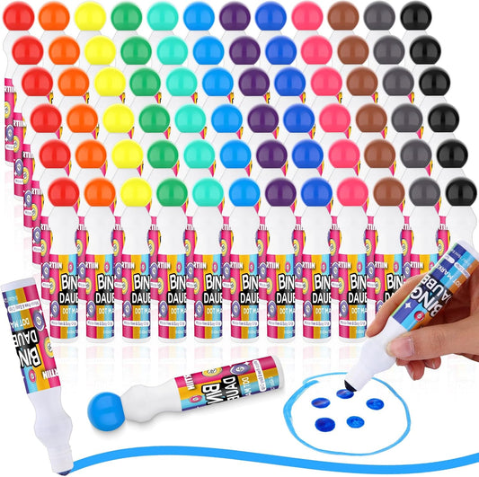 Crtiin 72pcs Bingo Daubers Bulk in 12 Colors, 0.5 Oz, Assorted Colors Set of Bingo Markers,bingo Supplies Dot Markers Dot Paint Craft Ideal for Art and Crafts Painting Supplies Drawing Coloring