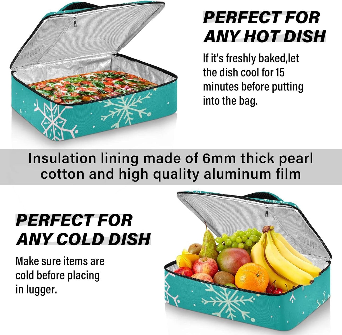 Casserole Carriers for Hot or Cold Food Reusable Casserole Dish Carrier Insulated Thermal Large Capacity Durable Perfect for Party Camping Family Gatherings Yellow Fish