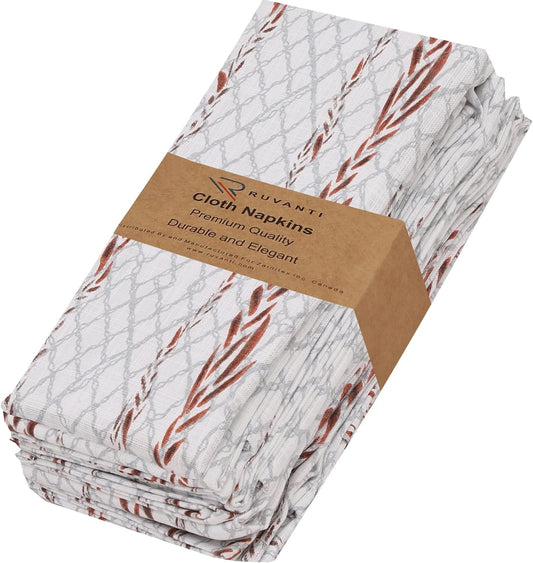 RUVANTI Cloth Napkins Set of 6 Cotton 100%, 18x18 Inches Napkins Cloth Washable, Soft, Absorbent. Cotton Napkins for Parties, Christmas, Thanksgiving, Weddings, Dinner Napkins Cloth - Wheatable