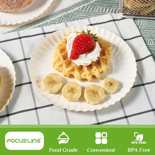 FOCUSLINE 6 Inch Paper Plates 1000 Count, White Paper Plates Uncoated, Everyday Disposable Dessert Plate 6" Small Plate Bulk 1000 Count