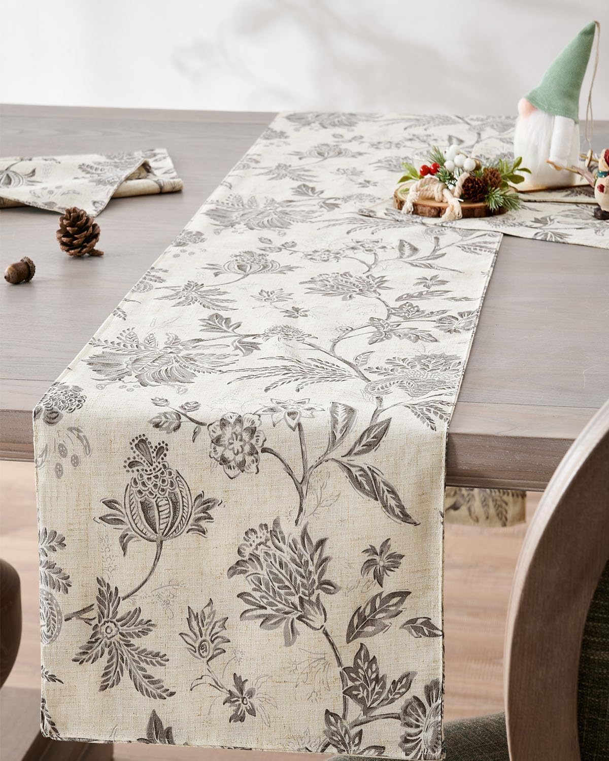 jinchan Linen Table Runner for Kitchen Farmhouse Table Cloth French Country for Party Wedding Birthday Dining Table Indoor Outdoor Decor 13 x 72 Inch 1 Panel Grey