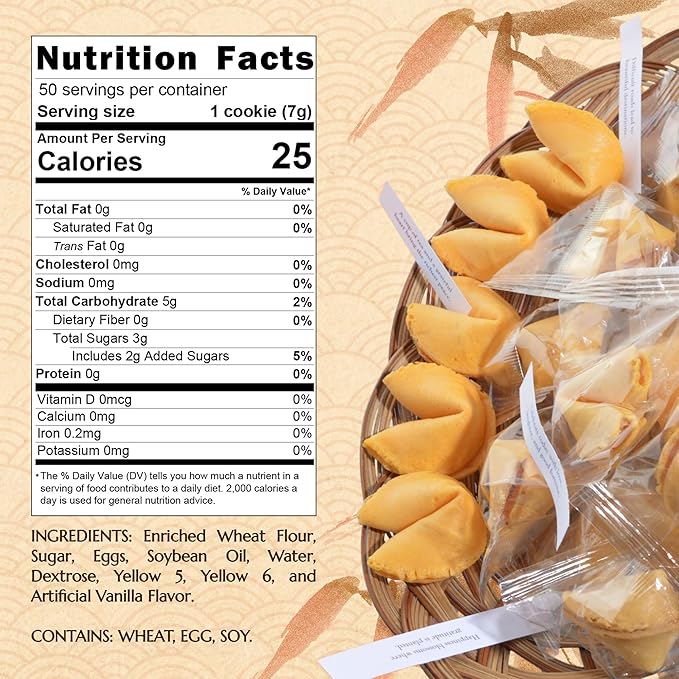 East and Else Fortune Cookies, Individually Wrapped, Vanilla Flavor, Premium Bulk Pack, Made in USA (50 Count)