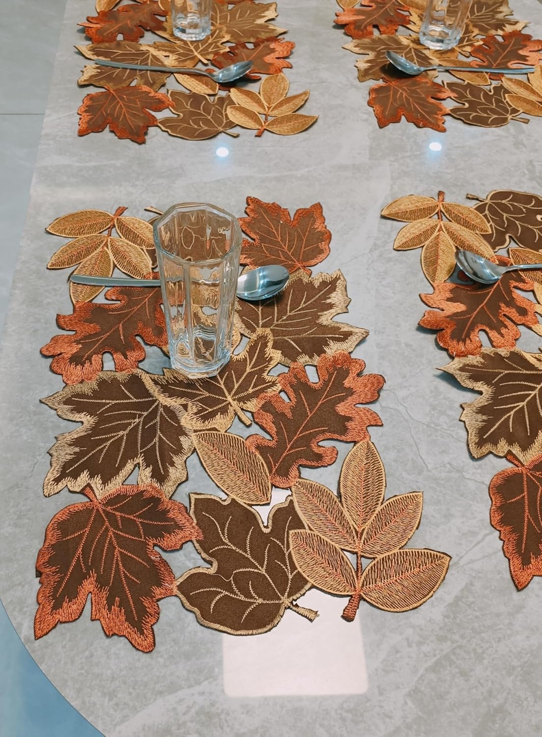 Fall placemats Set of 4 Embroidered Table Runner 11x17Inches for Thanksgiving Place and Autumn Harvest