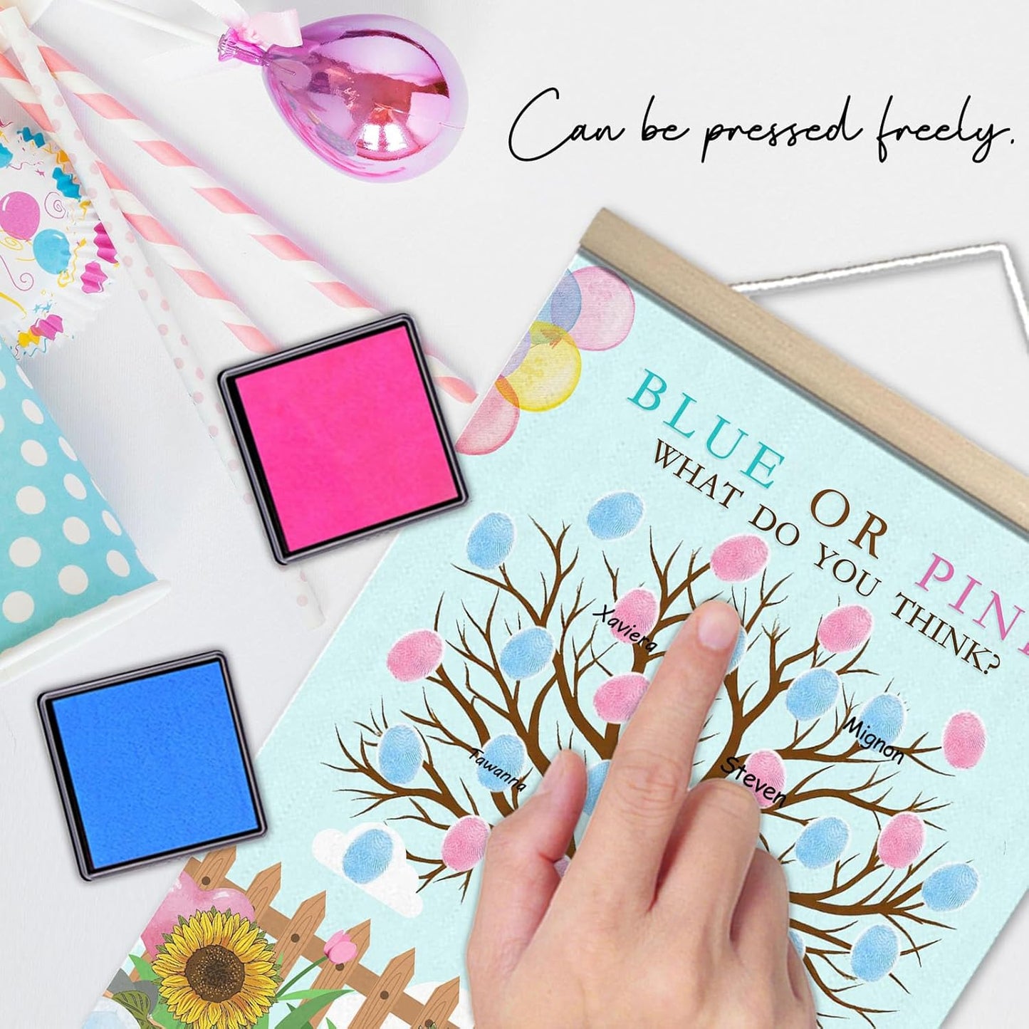 Meaningful Baby Shower Guest Book Game, Gender Reveal Fingerprint Leaves Tree, Gender Reveal Keepsake, Canvas Decoration, Baby Shower Party Supplies(12x15in)