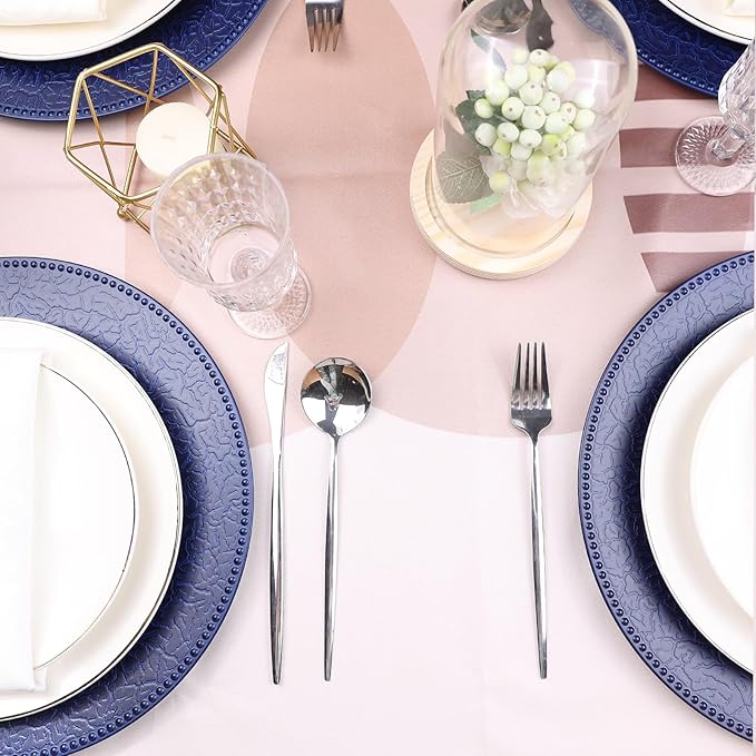 Navy Blue Chargers for Dinner Plates with Beaded Rims, Set of 12 Plastic Bulk Wedding Charger Plates for Thanksgiving, Christmas, Holiday Party Table Setting.