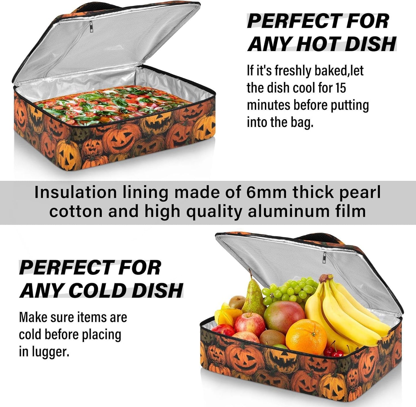 Casserole Carriers for Hot or Cold Food Reusable Casserole Dish Carrier Insulated Thermal Large Capacity Durable Perfect for Party Camping Family Gatherings Yellow Fish