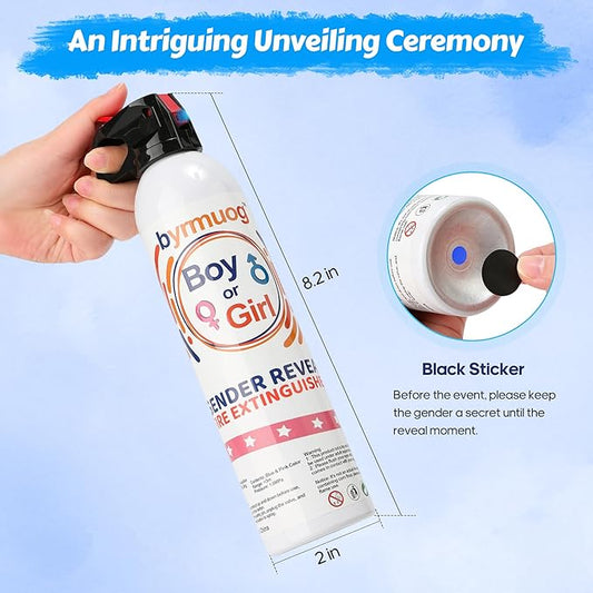 Gender Reveal Fire Extinguisher 2 Pack Color Powder Blasters Spray with Biodegradable Smoke for Baby Boy Reveal Party Ideas & Decorations (Blue)