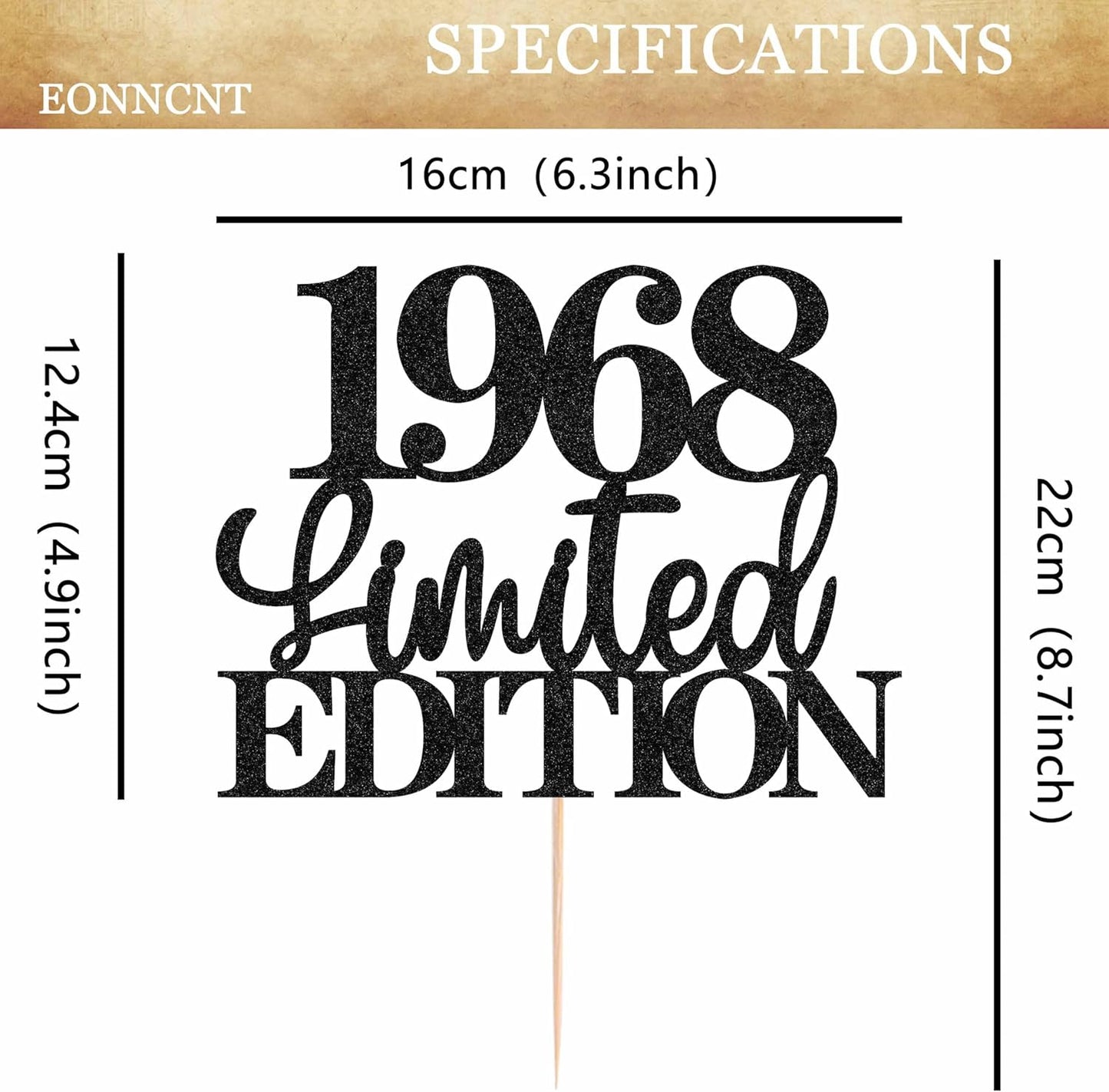 Limited EDITION 1968 Cake Topper - Black Glitter Happy 57th Birthday Party Cake Decoration Supplies, Cheer to 57 Years Cake Bunting Decor for 57th Birthday Party Photo Booth Props