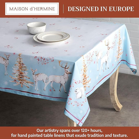 Maison d' Hermine Table Cloth Rectangle Table 100% Cotton 60 x 120 Inches Fall Tablecloth Reusable Everyday Use for Thanksgiving Christmas Decorations Dining Farmhouse Party (Fairy Tale Forest)