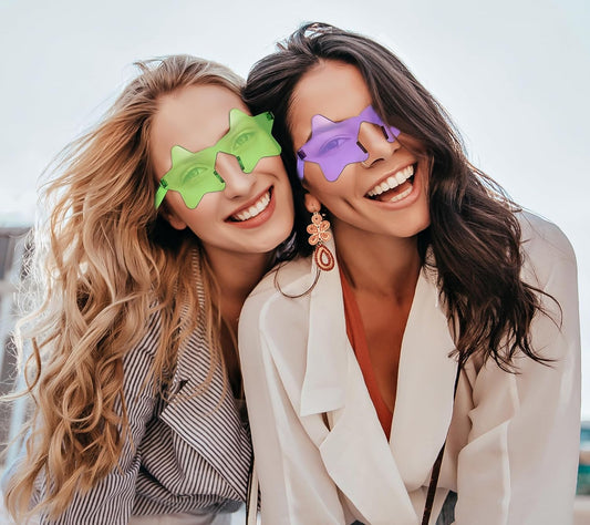 Matcheck 20/40 Pack Colored Rimless Sunglasses Bulk Heart/Star Shaped Candy Color Glasses Frameless Party Eyewear for Adults