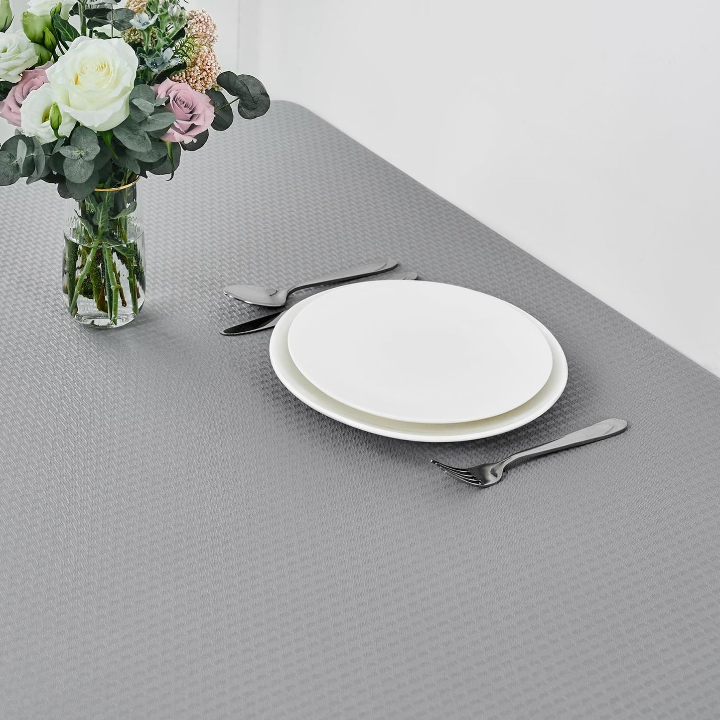 maxmill Weaved Texture Rectangle Tablecloth Water Resistant Wrinkle Free Spill-Proof, Soft Table Cloth for Dining Room Decoration, Banquet Parties Event Holiday Dinner, 60 x 84 Inch Light Grey