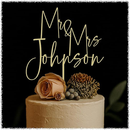 Personalized Wedding Cake Topper – Custom Mr & Mrs Cake Topper with Name or Date – Handmade Wood or acrylic Decoration for Weddings & Anniversaries, Create your own cake toppers!