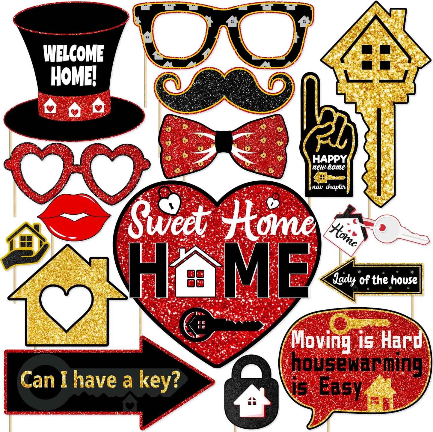 Housewarming Party Decorations Photo Booth Props Welcome Home Decor Photobooth House Warming Party Supplies Decoration New Sweet Home Photo Booth Props Kit