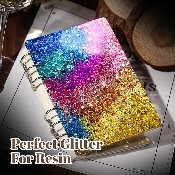 LEOBRO Chunky Glitter, 24 Colors Glitter for Crafts, Resin, Sequins for Crafts, Hair Body Face Makeup Nail, DIY Party Decorations, Solid Color